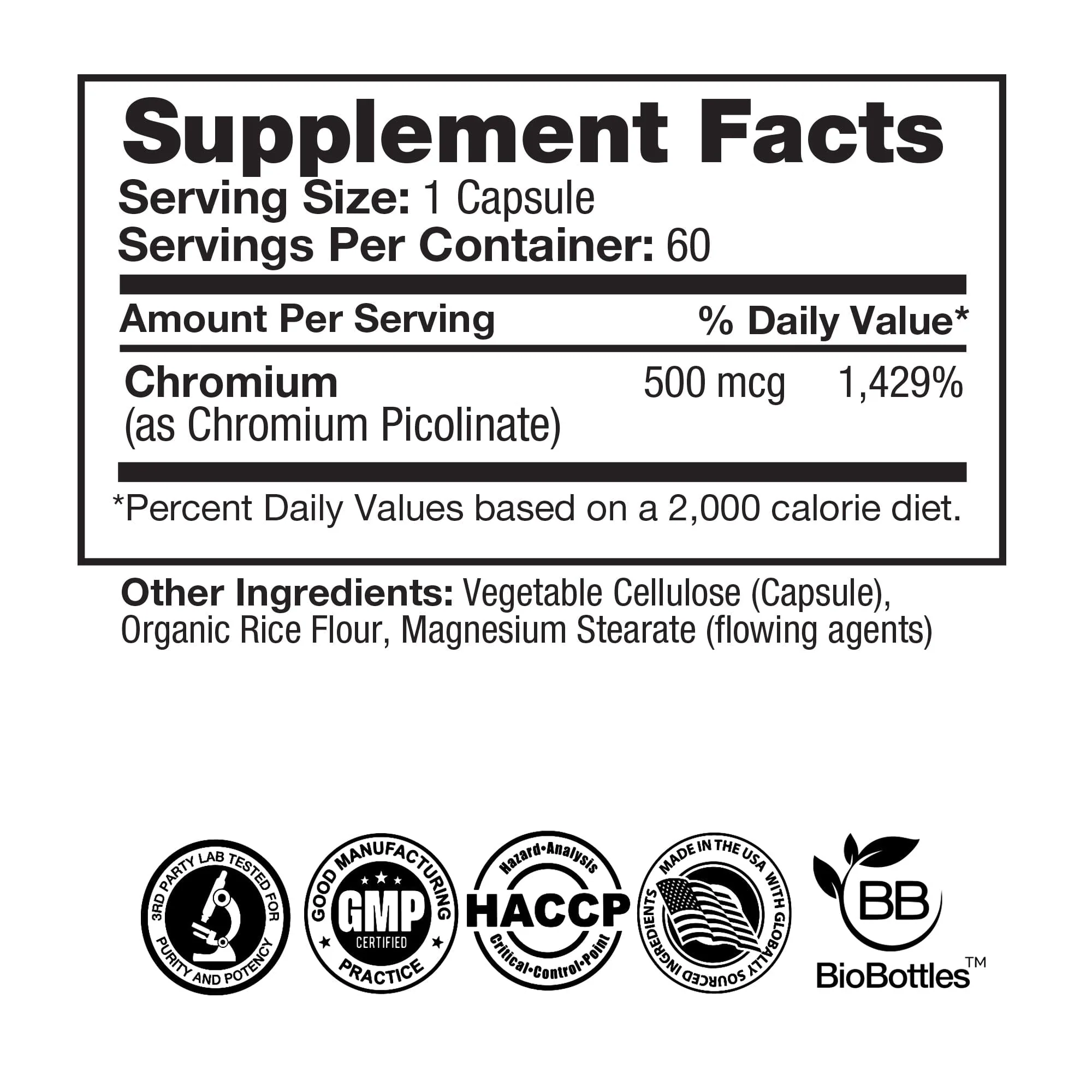 Chromium Picolinate (60 Vegan Capsules) - Image 4