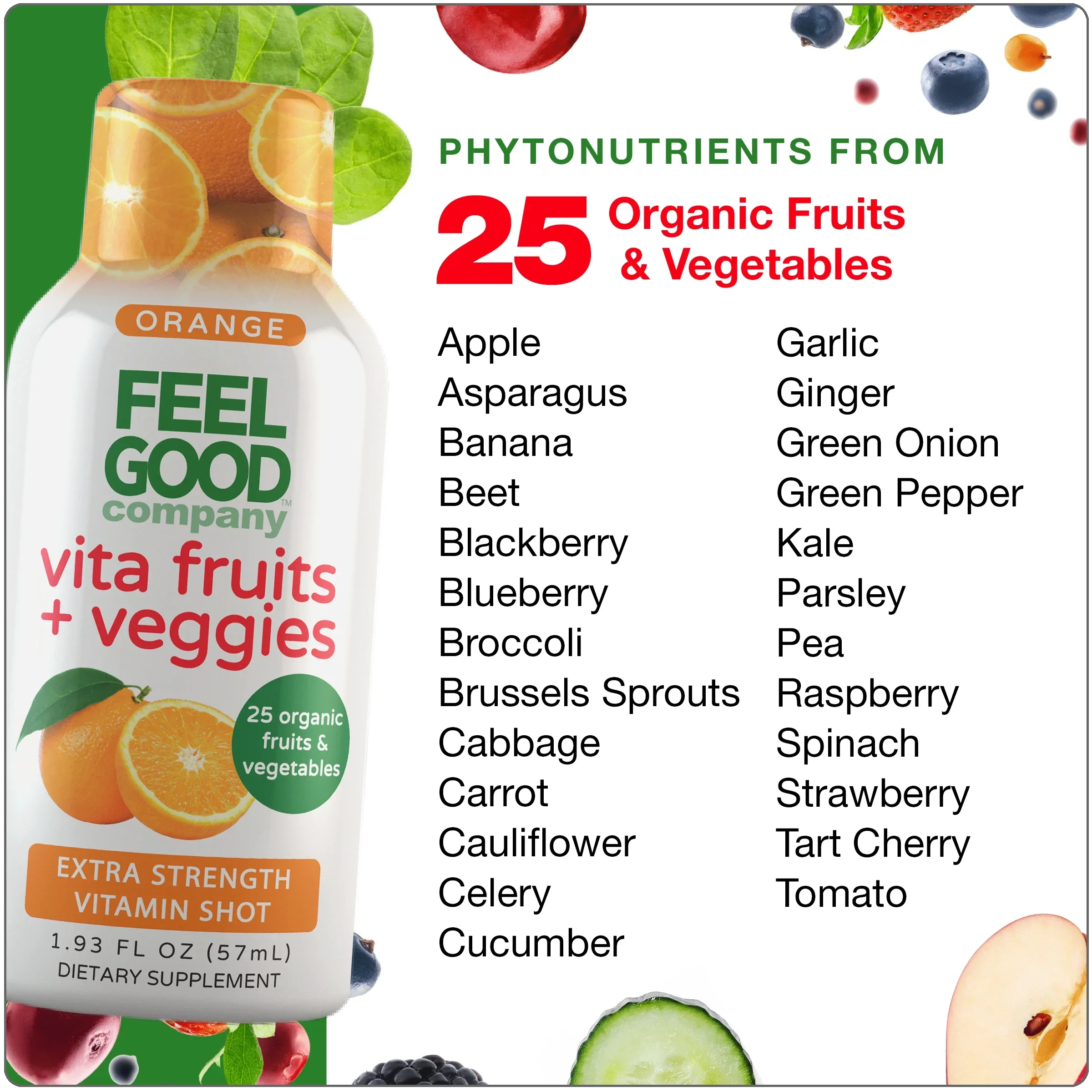 Vita Fruits + Veggies - Extra Strength Vitamin Shot - Orange - Image 3